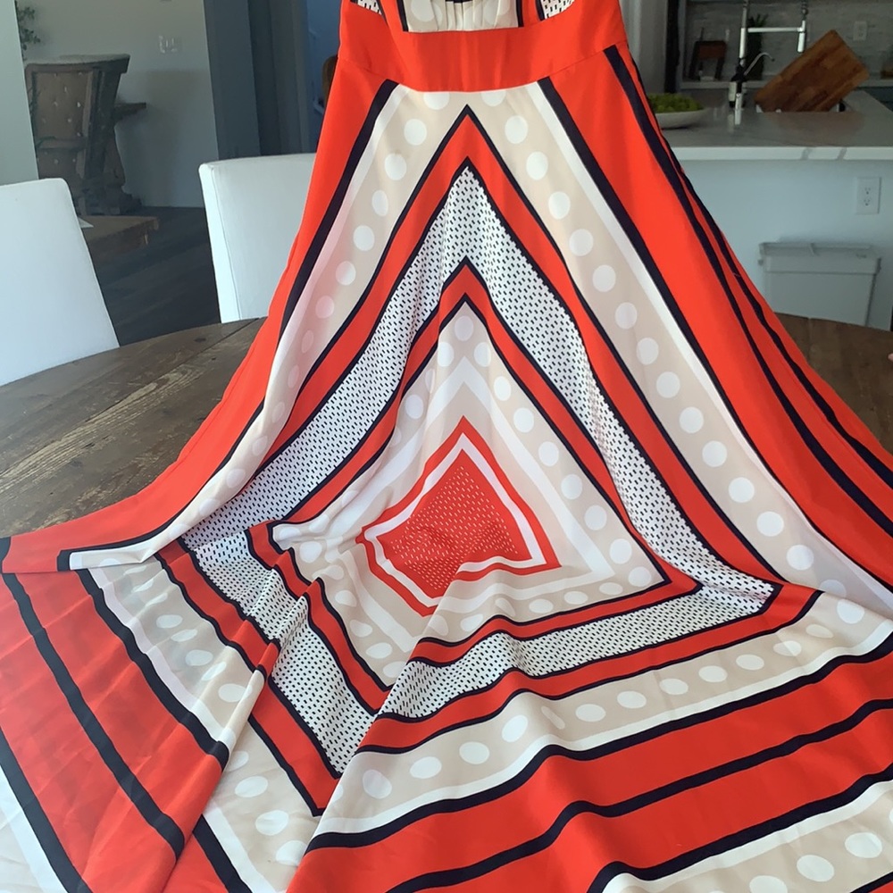 Eliza J Gorgeous Retro Vintage Maxi Flowy Dress 2 - Picture 4 of 10